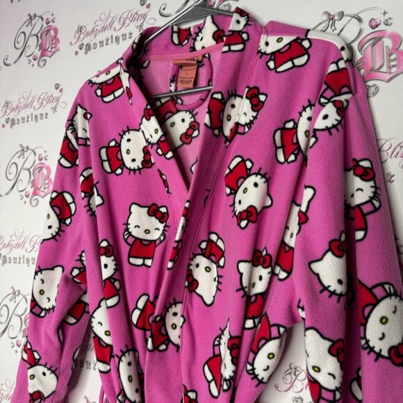 Hello kitty robe 2007 vintage dead stock fleece pink waist tie belt pockets - Picture 2 of 8